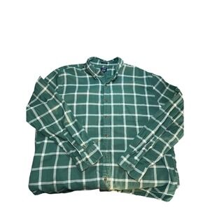Men's J Crew Double Weave Classic Green Check Button Down Shirt Size XXL